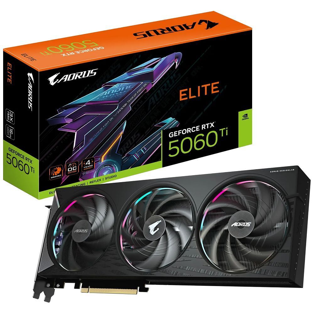 Carte graphique Gigabyte AORUS Elite 16G RTX 5060 Ti 16 Go GDDR7