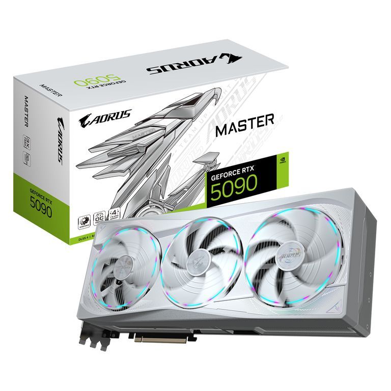 GIGABYTE AORUS GeForce RTX 5090 MASTER ICE 32G - 32GB GDDR7, 512-bit, PCI-E 5.0, 2655MHz, 3x DP 2.1a, 1x HDMI 2.1b, NVIDIA DLSS 4