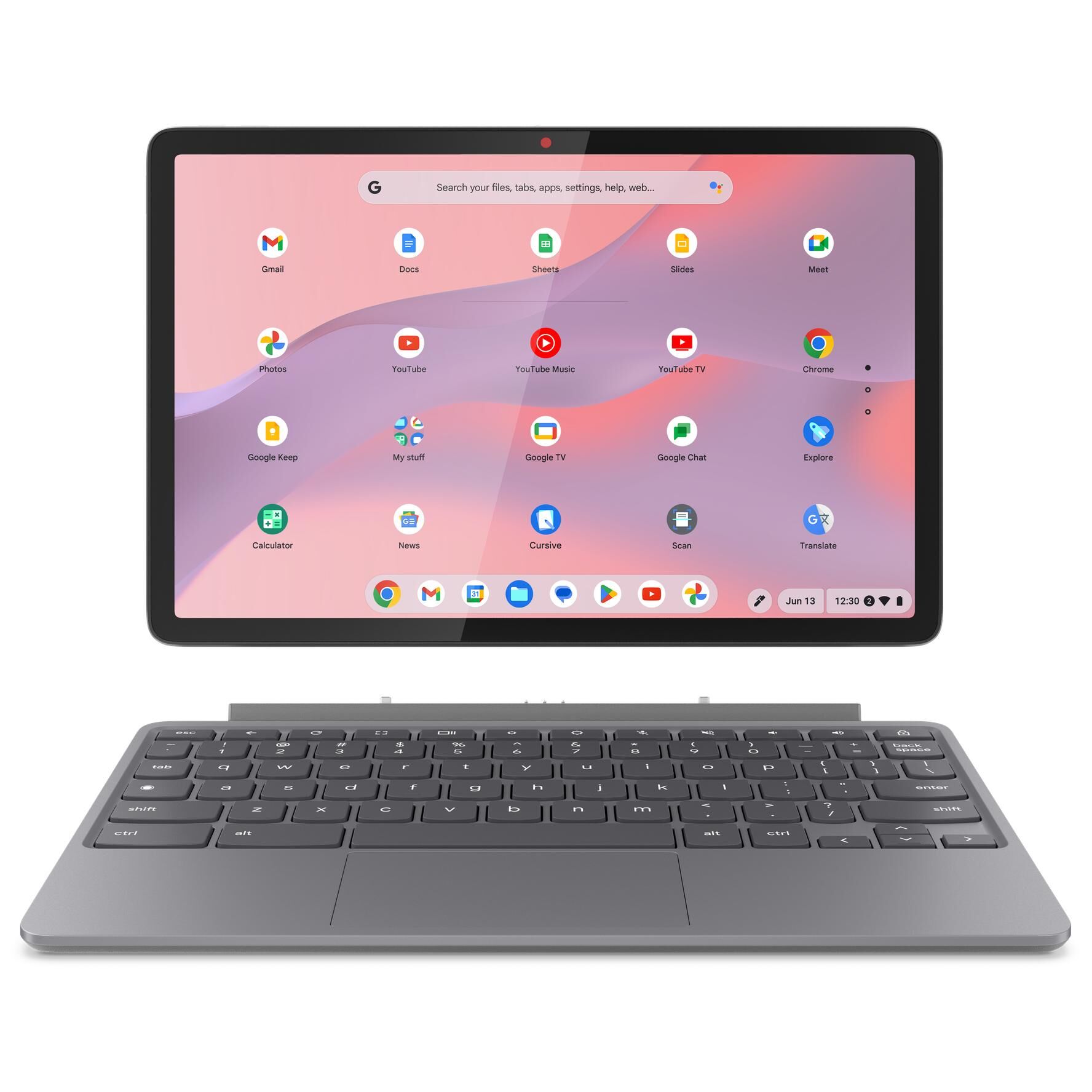 Lenovo Chromebook Duet 11M889, 10.9" Touchscreen Laptop, 8GB RAM, 128GB SSD, MediaTek Kompanio 838, Grey AZERTY Keyboard