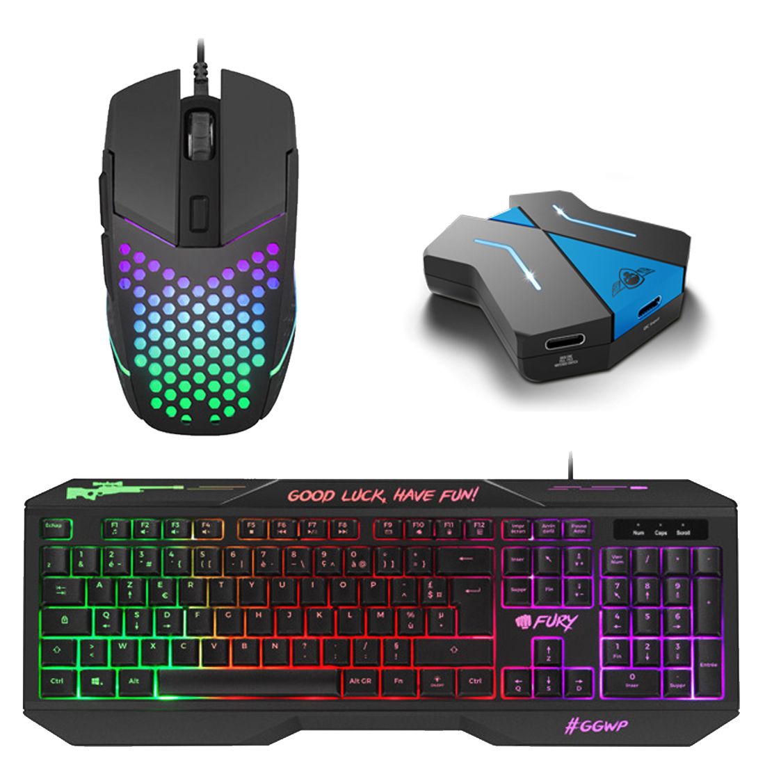Gamer Fury 3-in-1 Starter Pack (Keyboard, Mouse, Converter)