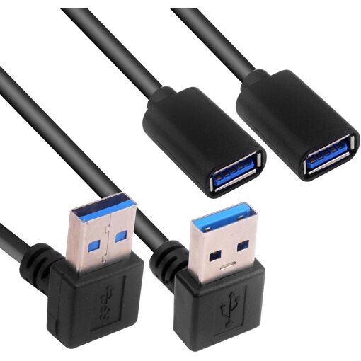 Câble d'extension USB SPIDER INSTINCT 90 degrés (haut et bas), 30 cm, 2 packs