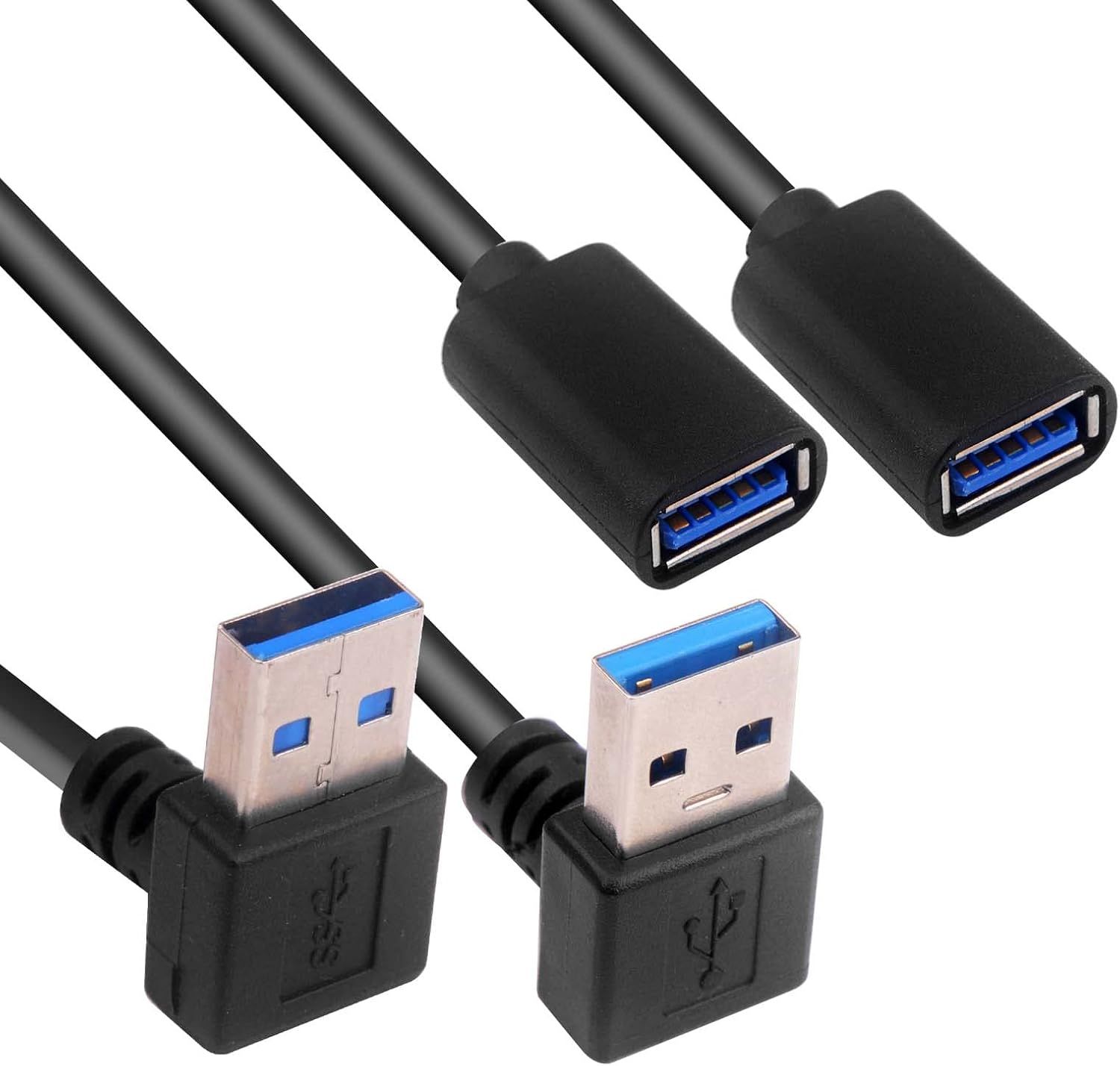 SPIDER INSTINCT USB 3.0 Extension Cable 90 Degree Angled Adapter (Up and Down, 30Cm, 2Pack)