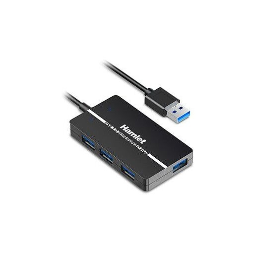 Hub et adaptateur USB Hamlet XHUB-04U3 Gen 1 Type 3.2, Noir