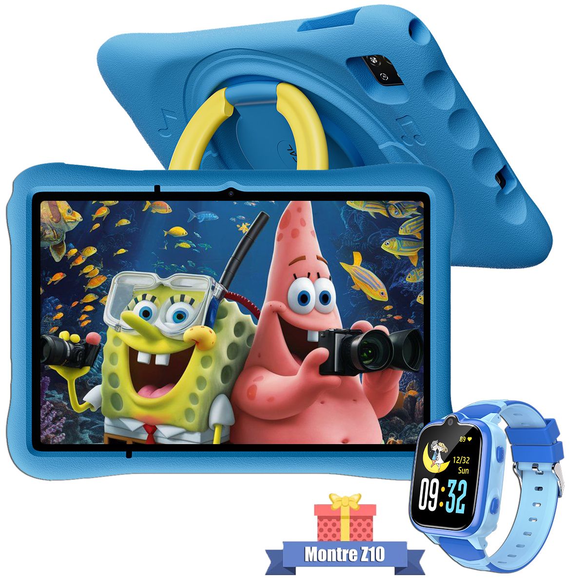 Tableta Táctil para Niños OSCAL Pad 60 - 10.1 pulgadas, 12 GB de RAM, 128 GB ROM, 512 GB SD, Batería de 5100 mAh, Android 15, Reloj Z10 Azul