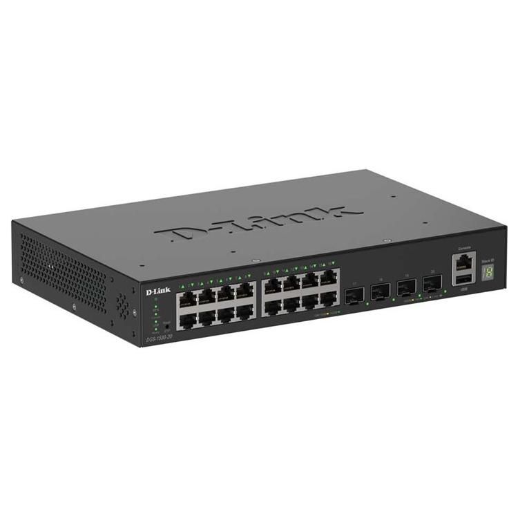D-Link SmartPro 1530-20 Switch - Intelligent, 16 x 10/100/1000 + 4 x 10G SFP+ - Desktop, Rack-Mountable