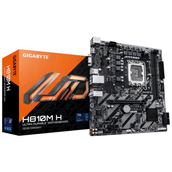 Gigabyte H810M-H Motherboard - Intel Core Ultra (2nd Gen), 4+1+2 Phase VRM, Up to 6400MHz DDR5, 1x PCIe 4.0 M.2, 1GbE LAN, USB 3.2 Gen 1