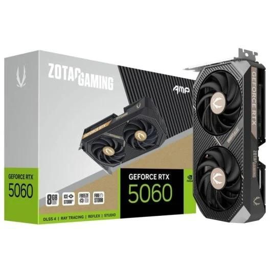Carte graphique Zotac Gaming GeForce RTX 5060 AMP - RTX 5060 - 8 Go GDDR7 - PCIe 5.0 x8 - HDMI, 3 ports DisplayPort