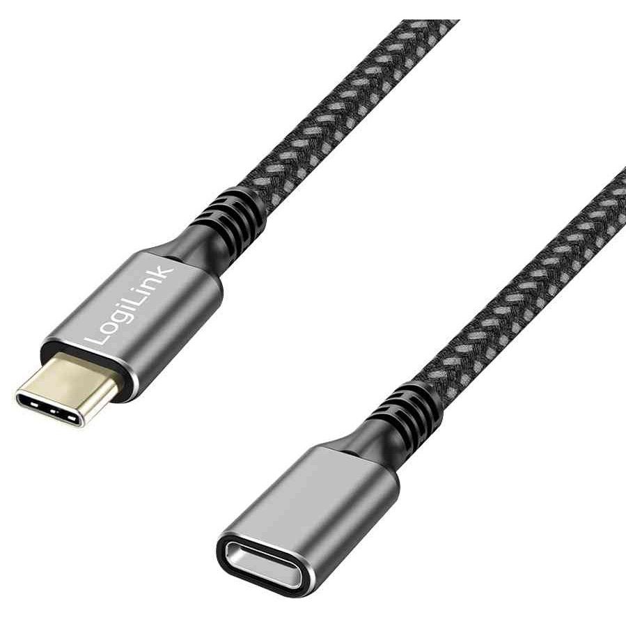 LogiLink USB 3.2 Gen1 Extension Cable, Aluminum Case, 2m, Black/Gray