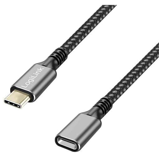 Cable de extensión LogiLink USB 3.2 Gen1, caso de aluminio, 2m, negro/gris