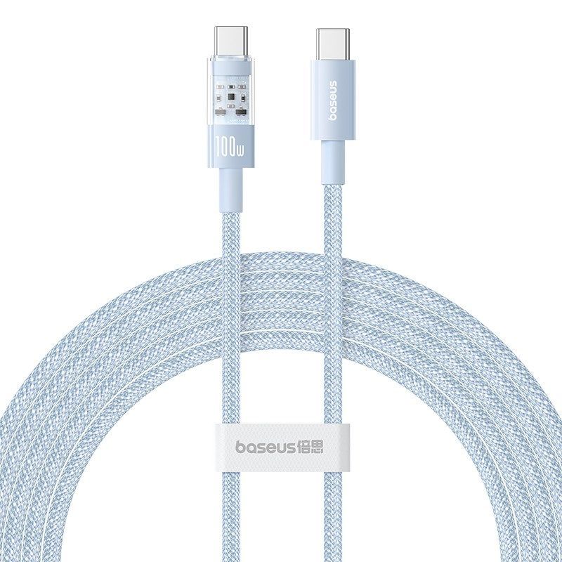 Cable Baseus Gem de carga super rápida de 100 W USB-C a Type-C, 2 m - Azul Galaxia
