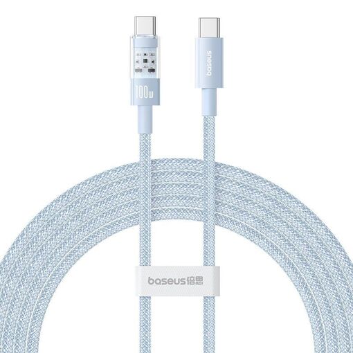 Cable Baseus Gem de carga super rápida de 100 W USB-C a Type-C, 2 m - Azul Galaxia