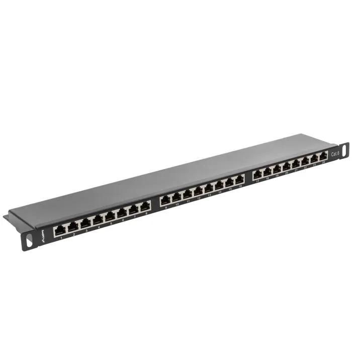 Lanberg 19" Patch Panel - PPS6-0024-B - 24 RJ45 Ports - FTP Cat.6 Compatible - 0,5U