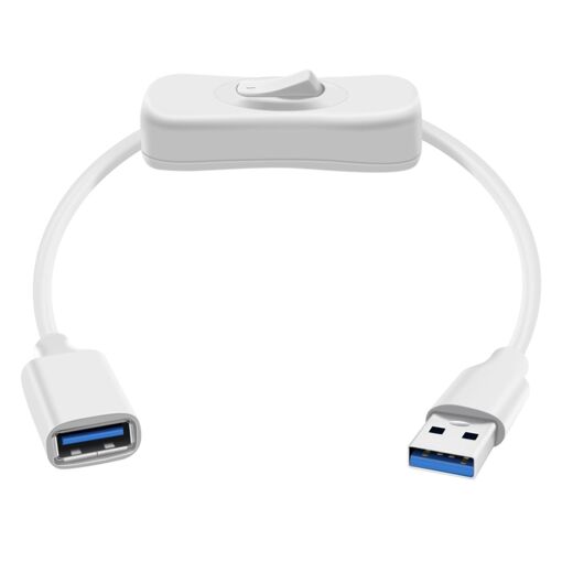 Cable de extensión USB 3.0 KALANKA con interruptor - 1 pie/0,3 m (Blanco)