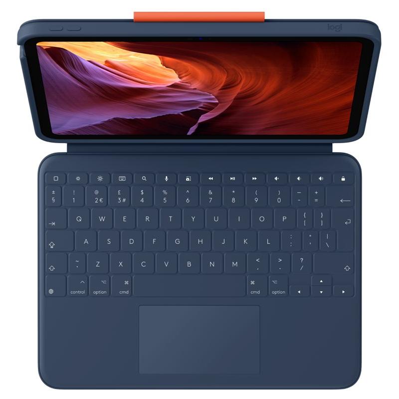Logitech Rugged Combo 4 Touch - Keyboard and Case with Trackpad - Apple Smart Connector - QWERTY - UK - Classic Blue - for Apple 10.9-inch iPad (10th Generation)
