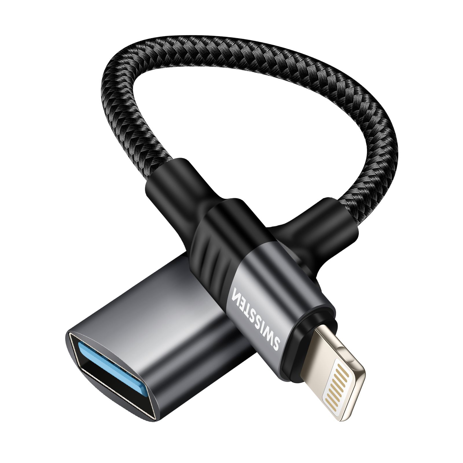Adaptador Lightning a USB de Swissten Negro