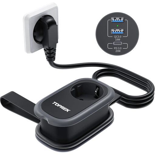 MAEC GROUP CAHORS 4-in-1 USB Travel Charger with Quick Charge USB-C and USB-A Ports, 4000W/16A, Black