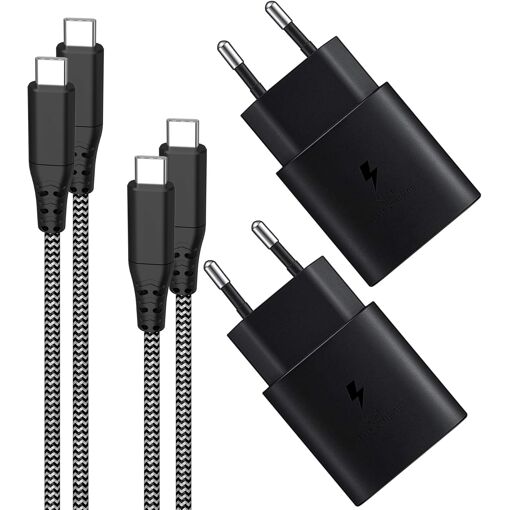 Kit de charge rapide KenSera 2x25W avec câble USB-C de 2m et chargeur pour Samsung Galaxy S25/S24...