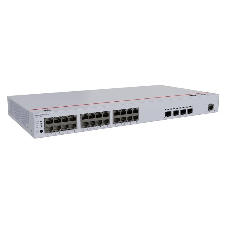 Huawei eKitEngine S310 Series S310-24P4X - Managed Switch - L2+ - 24 x 10/100/1000 (PoE+) + 4 x 1 Gigabit/10 Gigabit SFP+ - Side-to-Front Airflow - Rack Mountable - PoE+ (400 W)