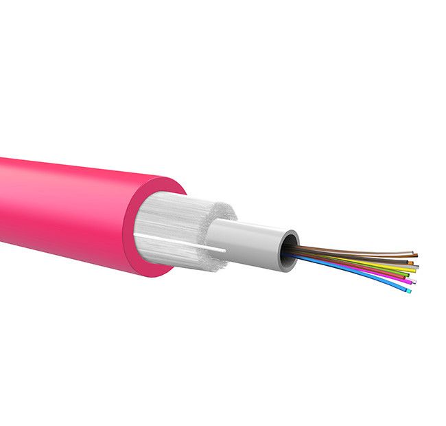 QUBIX 12-Fiber OM4 Fiber Optic Cable, 50/125 Um, LSZH Violet Sheath, CPR B2ca UV Resistant