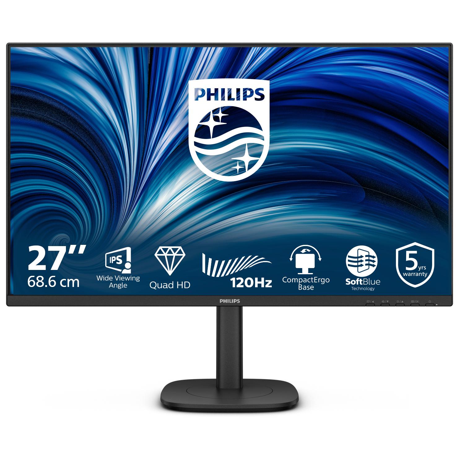 Philips 27B2N3500J - 3000 Series - écran LED - 27" - 2560 x 1440 QHD @ 120 Hz - IPS - 350 cd/m² - 1500:1 - 4 ms - 2xHDMI, DisplayPort - haut-parleurs - noir