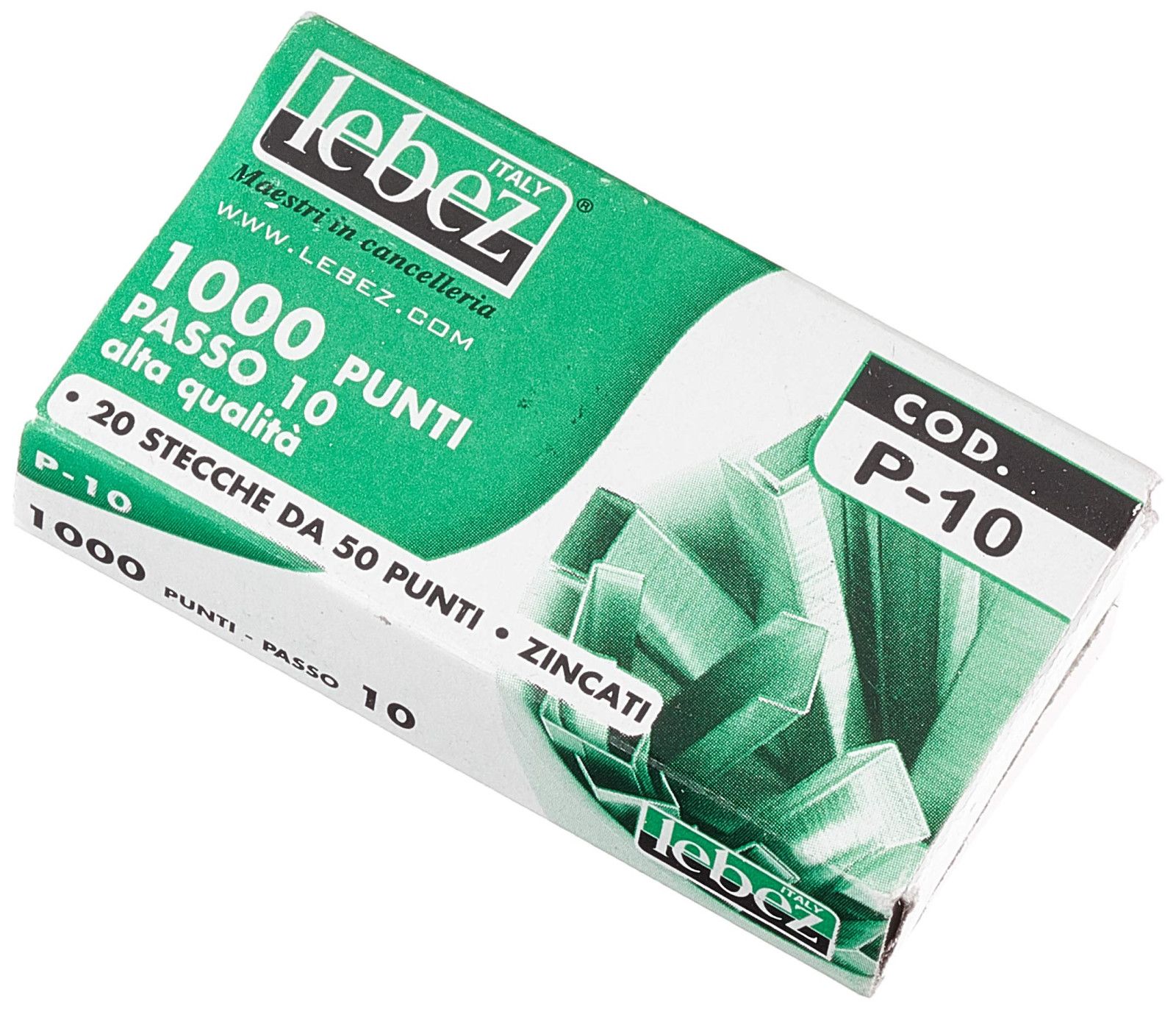 Lebez P-10 Metal Points, Zinc-Coated Steel, 20 Boxes of 1000 Points for Office