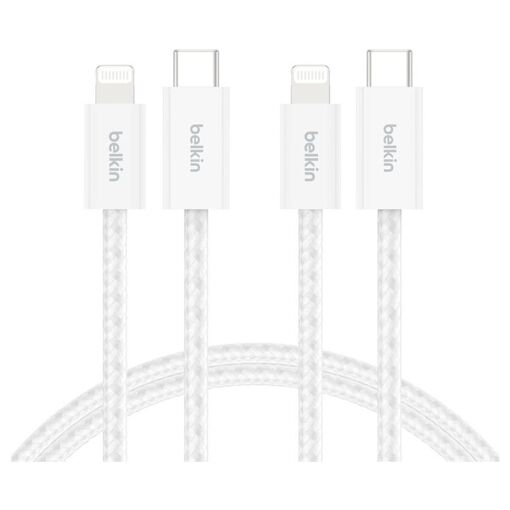 Cable Belkin Boost Charge Lightning, USB-C a Lightning, 1.5 m, Blanco, Carga Rápida (pack de 2)