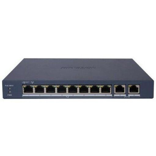 Conmutador inteligente HIKVISION L2 de 8 puertos PoE+ 2 Gigabit VLAN