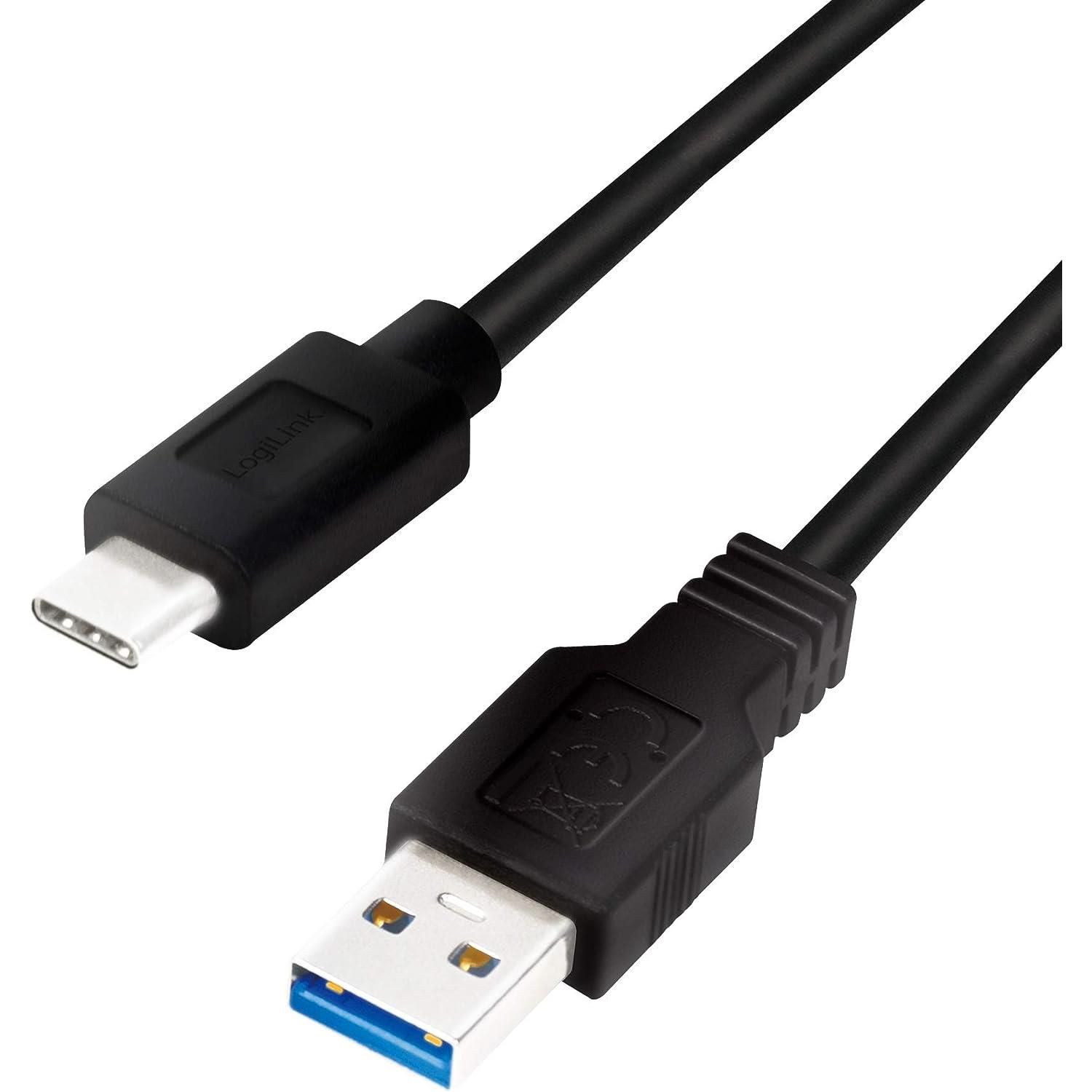 Câble LogiLink USB 3.2, 0,15 m, noir (USB-A vers USB-C)