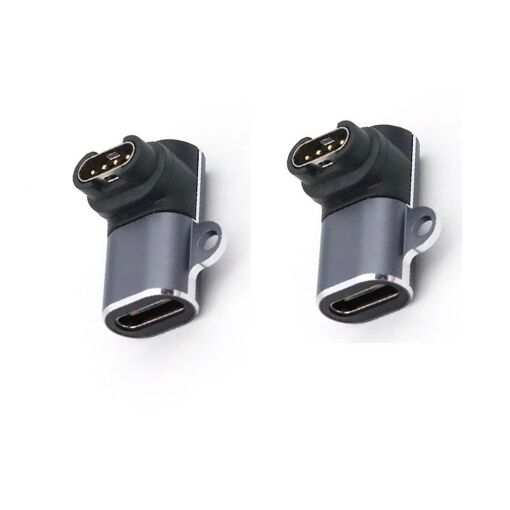 Garmin TYPE-C Female to Vertical Angled Adapter - Lot of 2, Dark Grey Aluminum