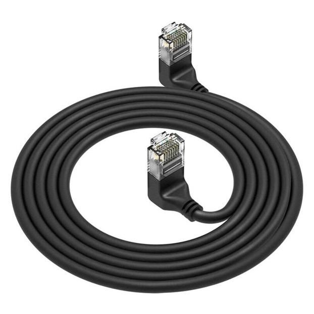 ACT Slimline - RJ-45 Right Angle to Right Angle Cable - 2m - 3.6mm - UTP - CAT 6a - IEEE 802.3at - Halogen Free, Molded, Locking - Black