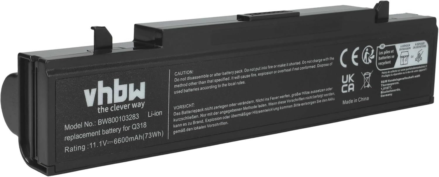 TAIS TOI JALOUX Li-Ion Battery 6600mAh (11.1V) Black for Laptop, Compatible with Samsung R719, R720, R730, R780, RC408, RC410
