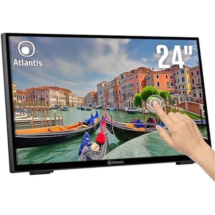 ATLANTIS 24-Inch Touch Monitor A05-T24A-VHDM - Full HD 1080p - 10-Point Multi-Touch - Adjustable Stand