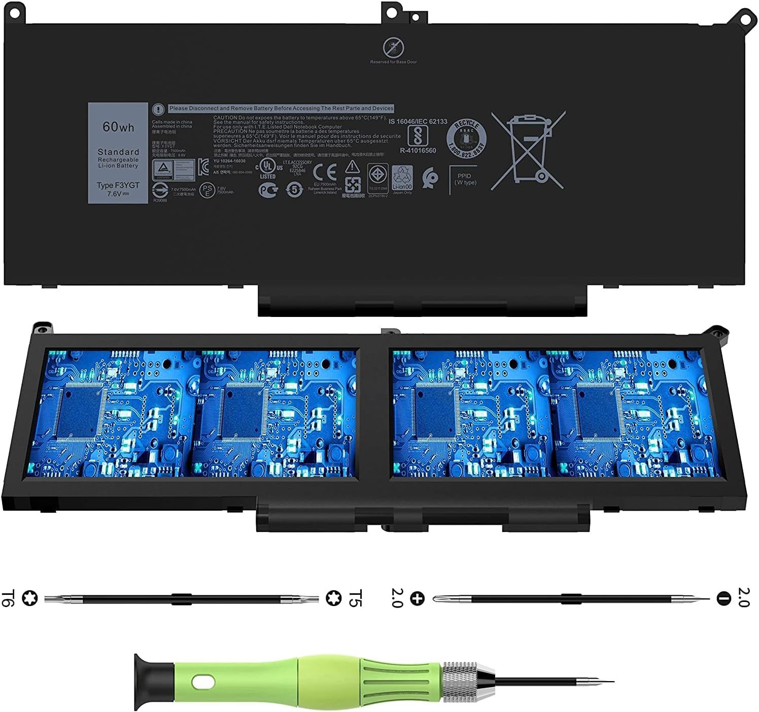 LAMPE DU PARFUMEUR F3Ygt Laptop Battery for Dell Latitude 12/13/14 7000 Series