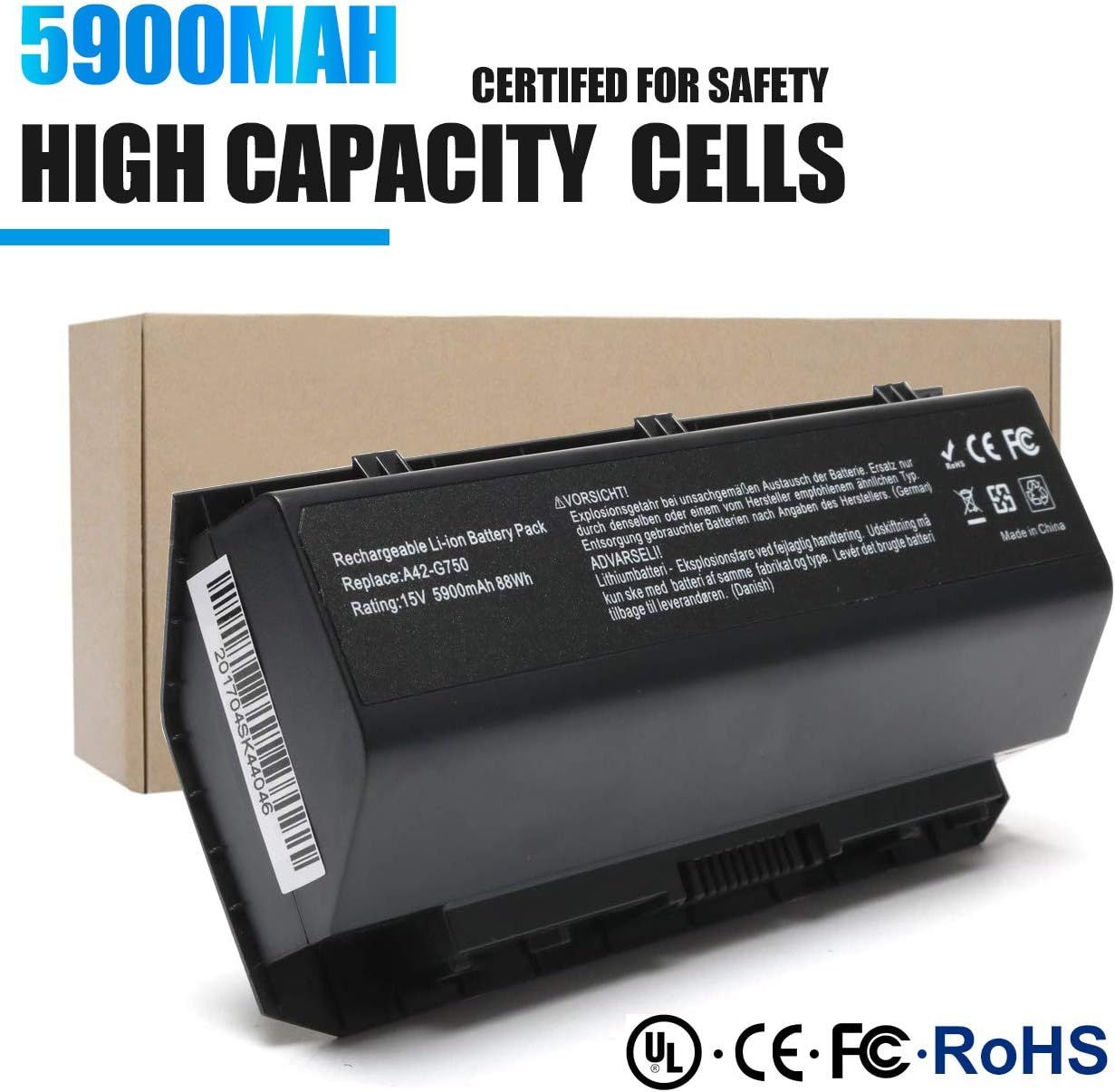 LAMPE DU PARFUMEUR 88Wh Laptop Battery for Asus (Rog) G750 Series
