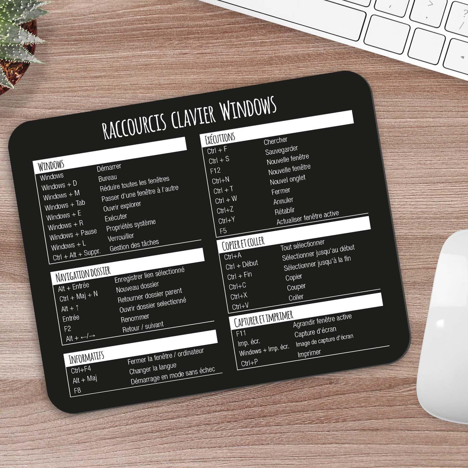 ChicSlick-I French Keyboard Shortcuts Mouse Pad - 24 x 19 cm, Standard Size, Anti-Slip