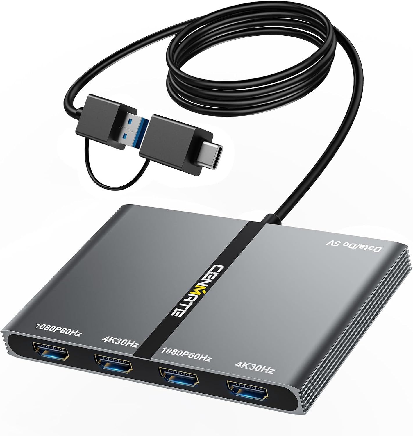 ChicSlick USB-C to 4x HDMI Adapter (3.0, 4K30Hz x2 + 1080p60Hz x2, Mirror/Extend)