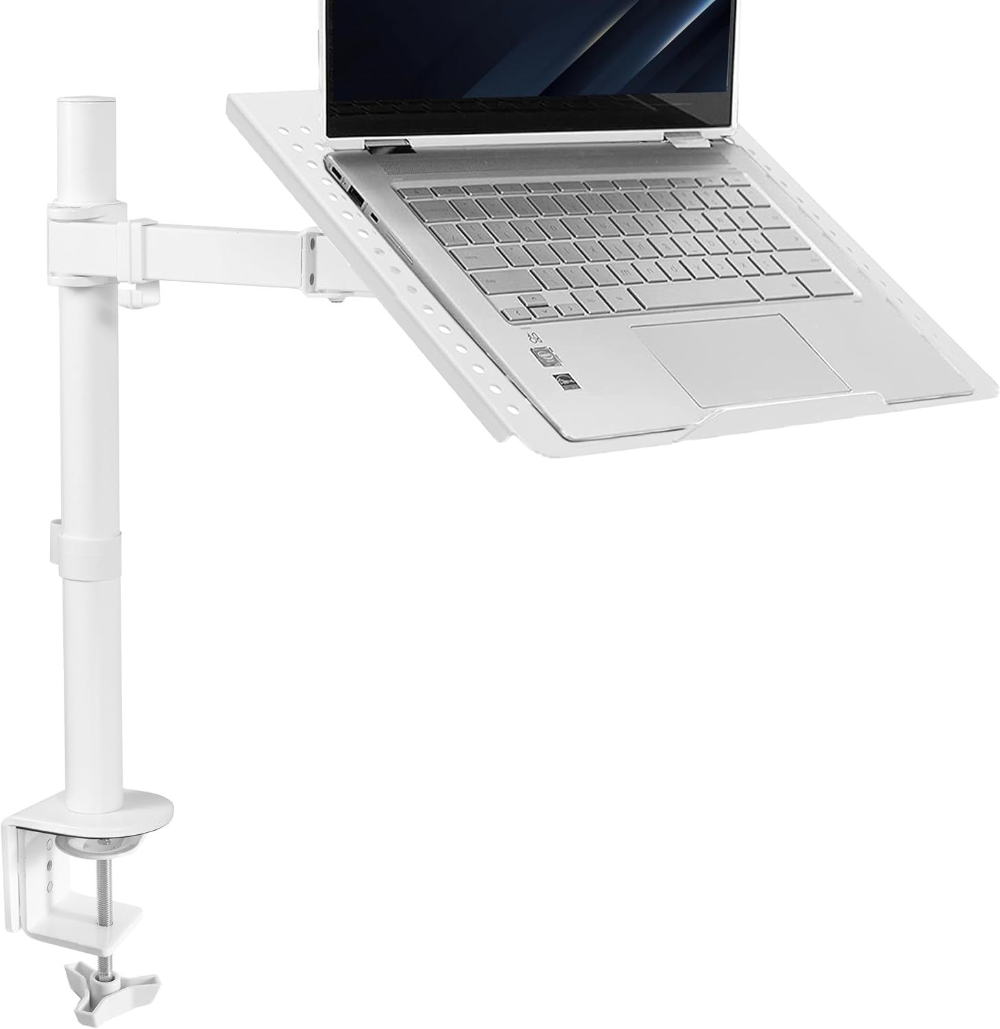 KRAMA HERITAGE Stand-V001Lw Laptop Desk Stand, Fully Adjustable Extension with C Clip, White