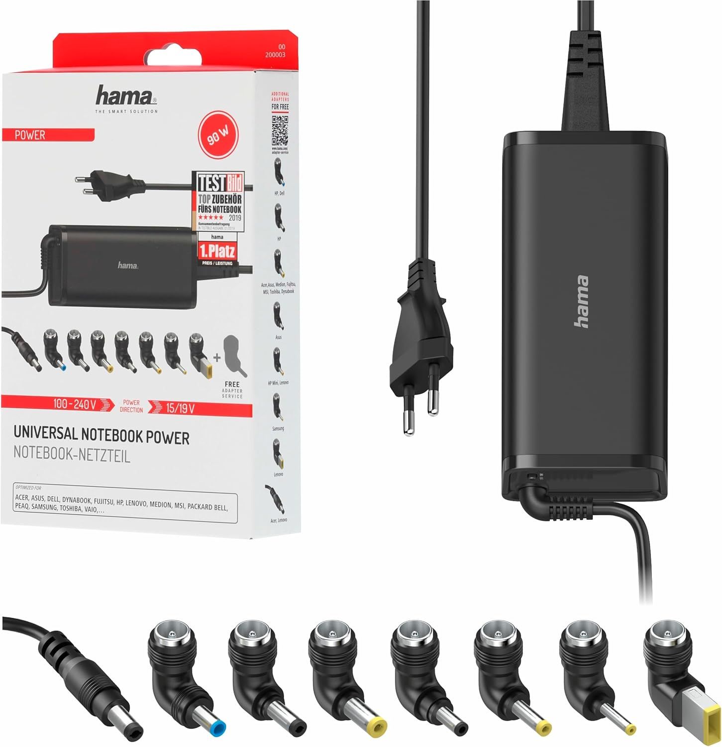 KRAMA HERITAGE 90W Universal Quick Charger for Laptop - [8 Adapters] [Overheat & Overvoltage Protection] Black[M2894]