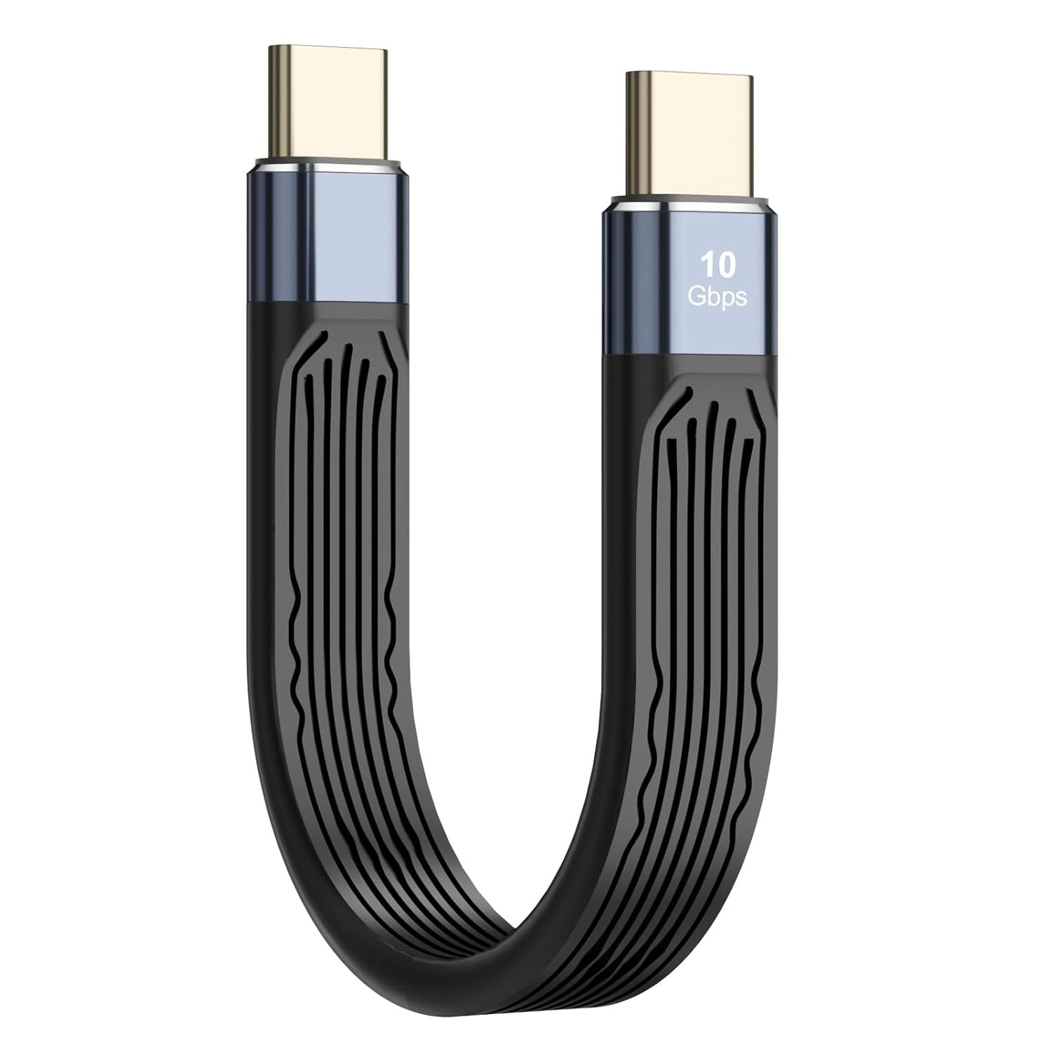 Cable USB C Corto TIANYI de 13.15 cm, 60W con Conector USB C Masculino a Masculino para Carga Rápida y Transferencia de Datos a 10 Gbps, Flexible FPC