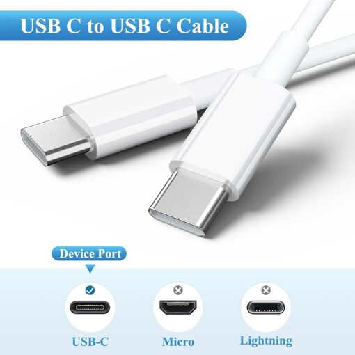 Cable USB C TIANYI de 60W de carga rápida para la serie Samsung Galaxy S25 y más (2 blanco)