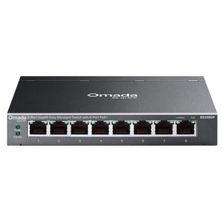 TP-Link Omada Managed Switch ES208GP V1 - 8x PoE+ 10/100/1000 - Desk/Wall Mountable (64W)
