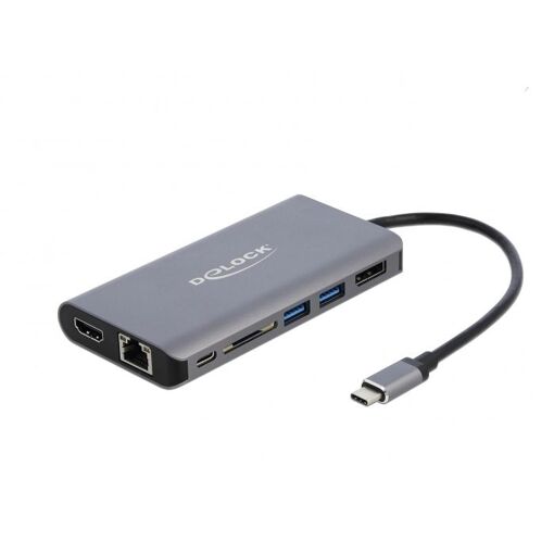 Station d'accueil Delock avec port USB-C et port HD, grise