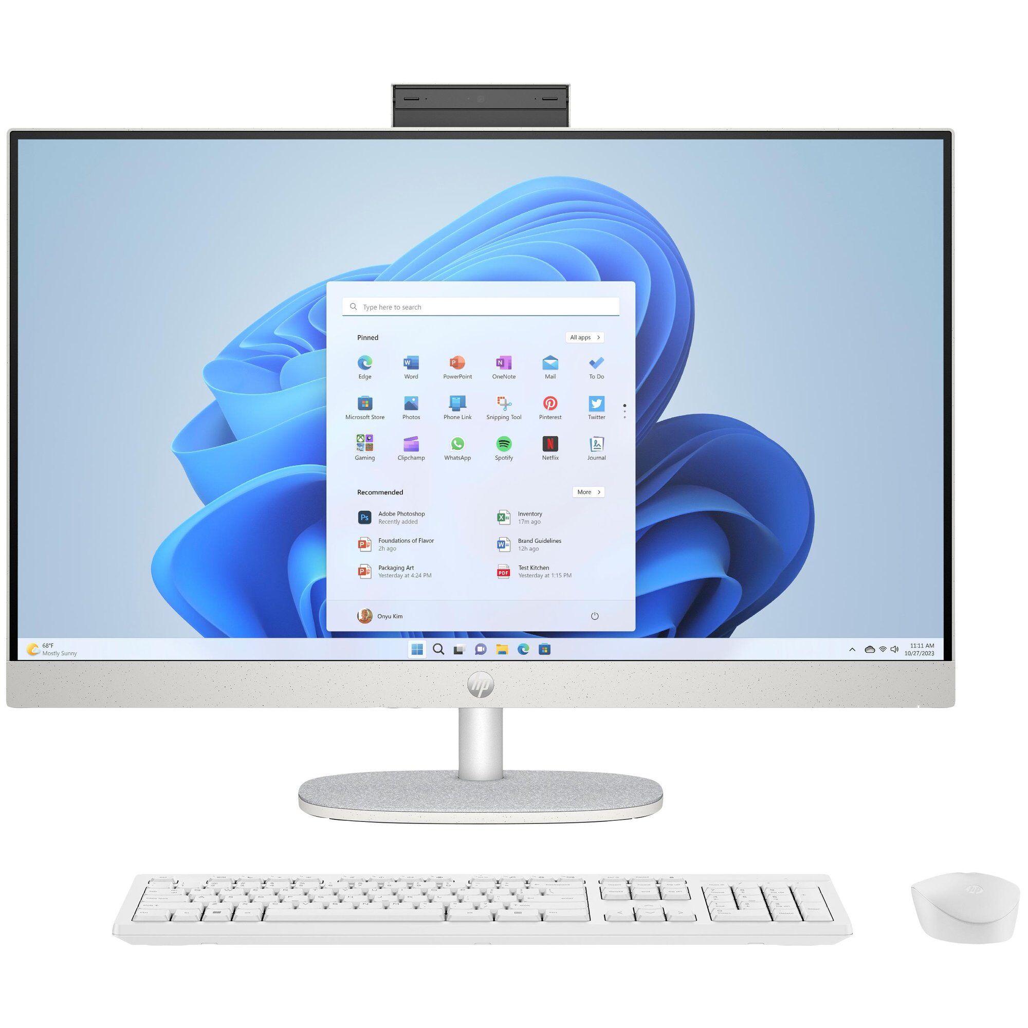 PC de bureau Tout en un HP All-in-One 27-cr0058nf Full HD AMR Ryzen 5 7520U (4 X 4,30 Ghz) - Ram 16 Go - SSD 512 Go - Windows 11 famille