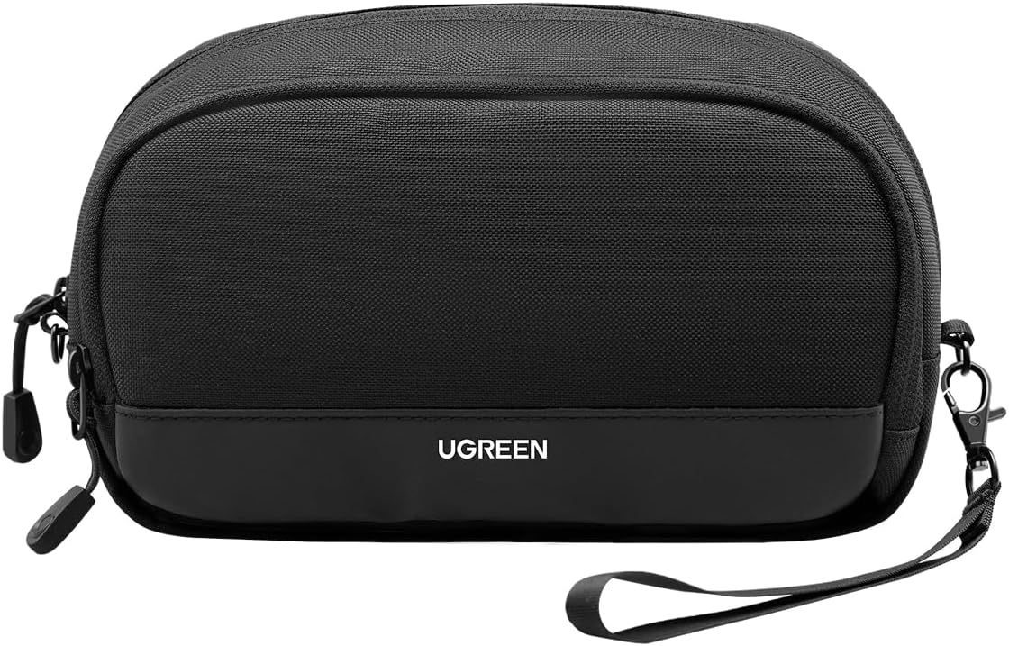 Electronic Cable Storage Bag - Organizer Travel Pouch with Zipped Inner Pocket for External Battery, Charger, Adapter, Hard Drive (M)