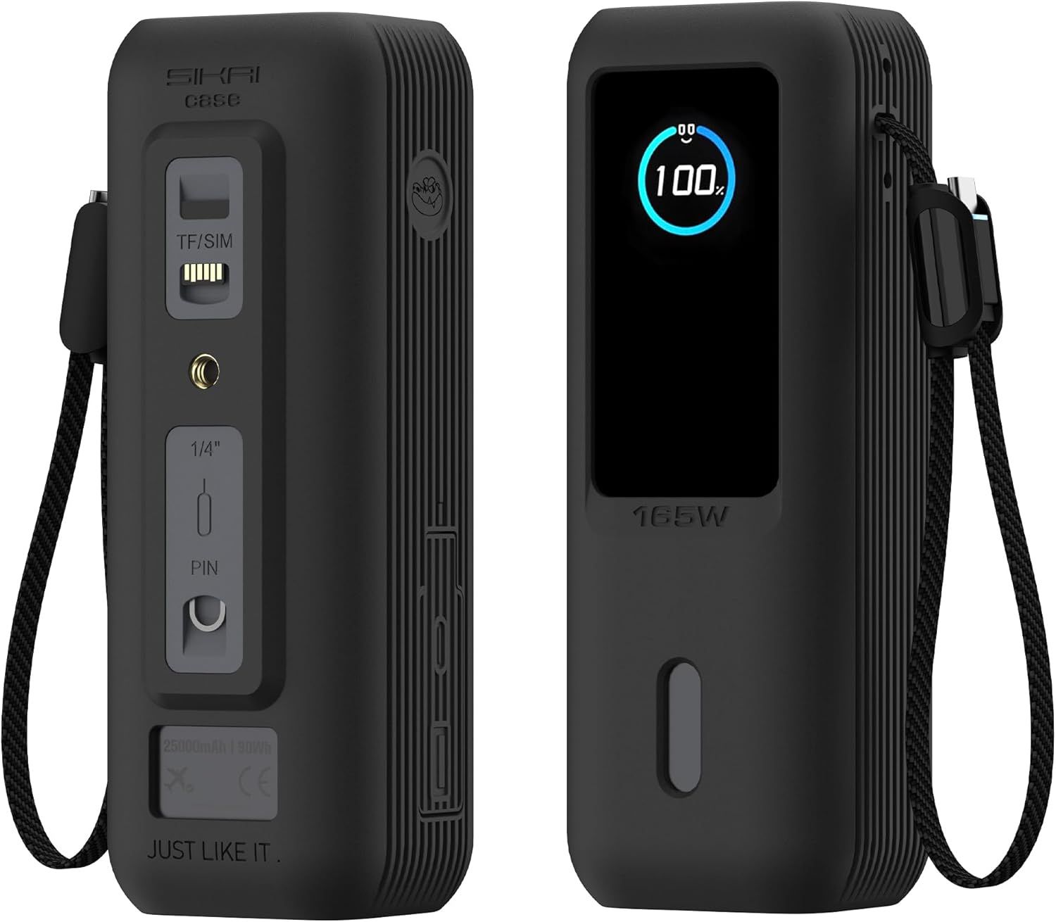 Anker 165W Power Bank Silicone Case - 25000mAh with 6.35mm Screw Hole, Compatible with TF/SIM Cards and Storage