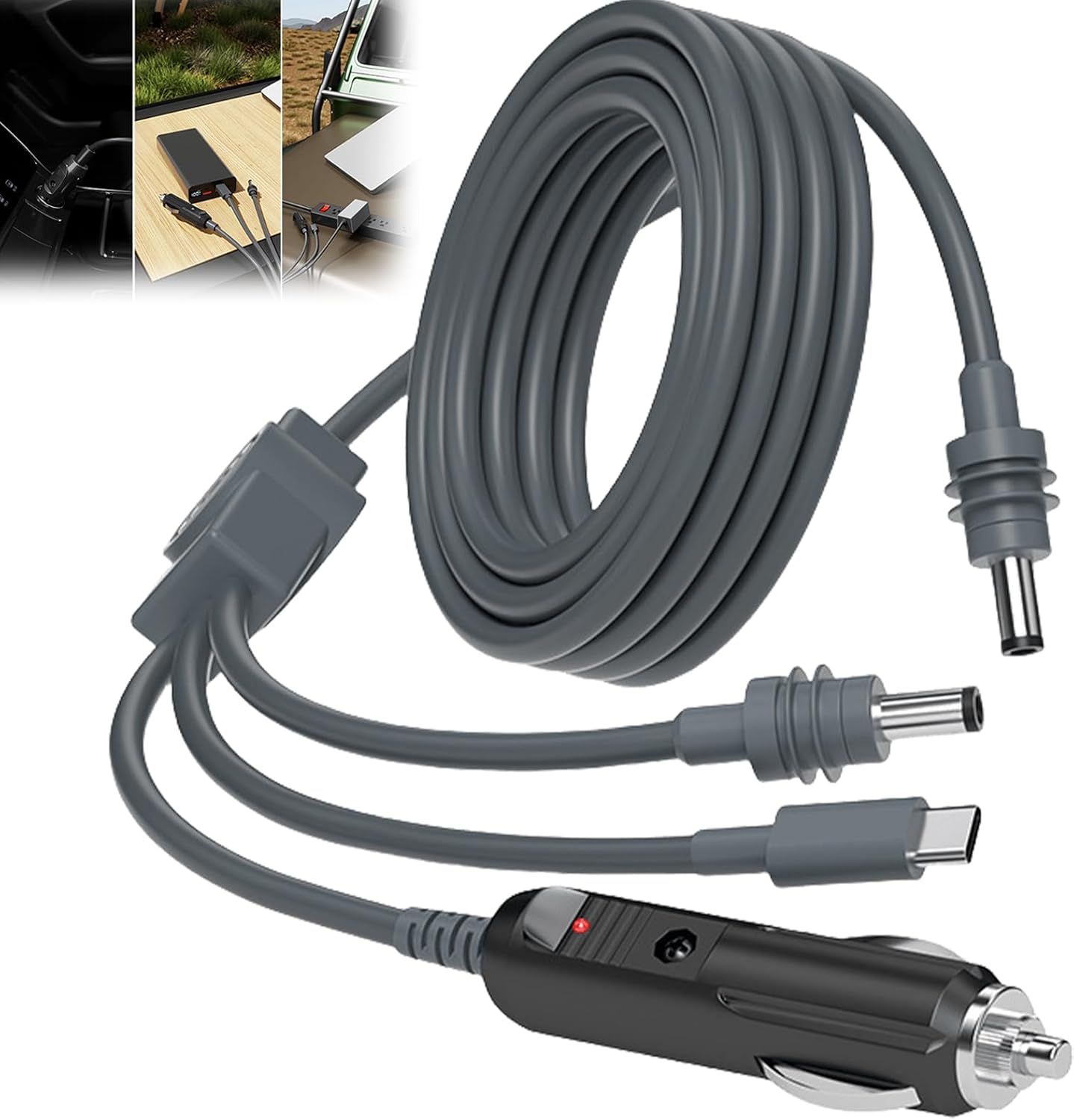 Starlink Mini 3-in-1 Cable - 3m USB C to DC 12V-24V for External Battery 65W-140W Waterproof Charger Car Adapter and CC Port