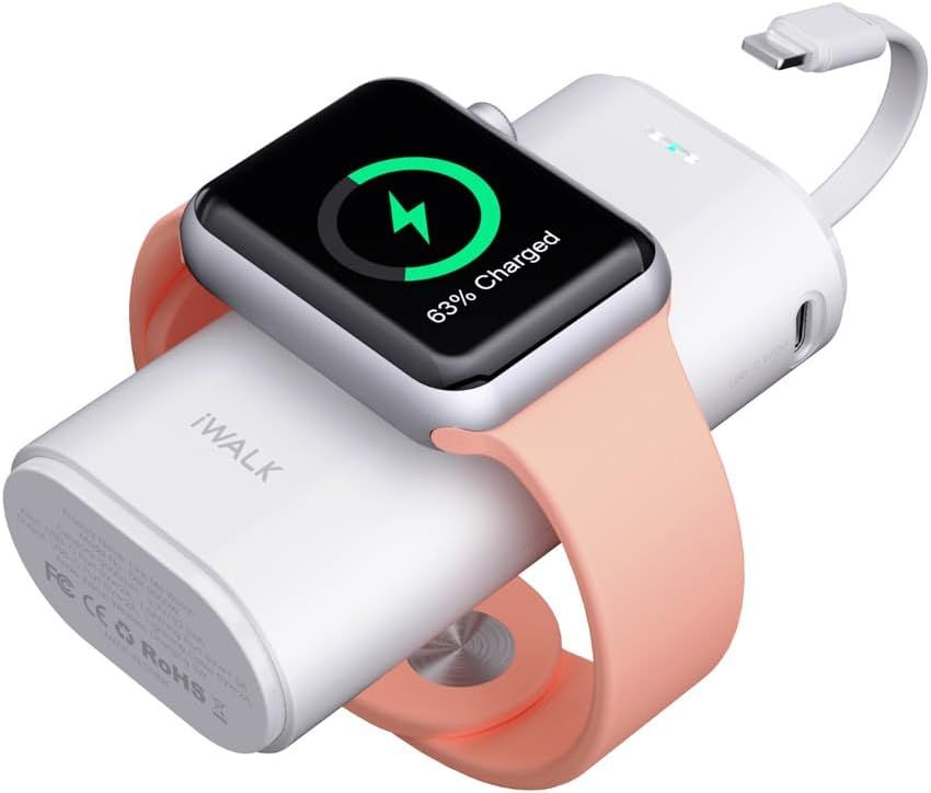 Portable Charger for Apple Watch, 9000mAh External Battery with Integrated Cable, Charging & Phone, Compatible with Apple Watch Series 8/7/6/Se/5/4/3/2, iPhone 14/13/12/11/X/7/6s