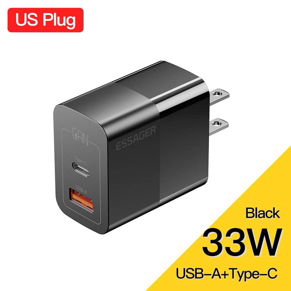 ESSAGER 30W PD QC Charger with Dual USB-C Ports