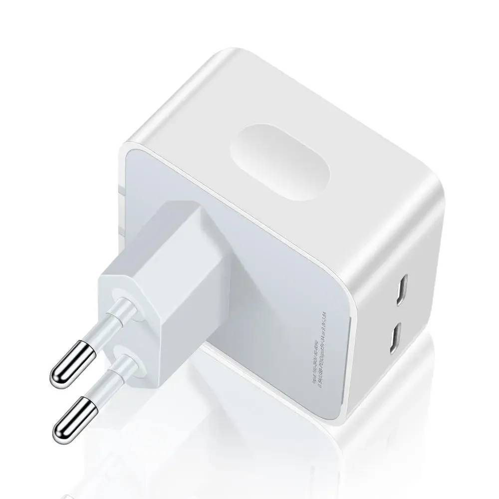 VSBNDGFSUYDG 50W Dual USB-C Quick Charger with Foldable Design, EU Plug, Compatible with Samsung, iPhone 14 Pro Max