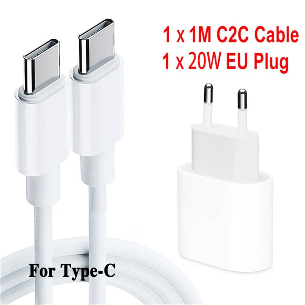 VSBNDGFSUYDG 20W Quick Charge USB-C Charger for iPhone 15, 14, Pro Max, Mini, X, XS, Type C Phone Charger with EU Plug and CC Cable